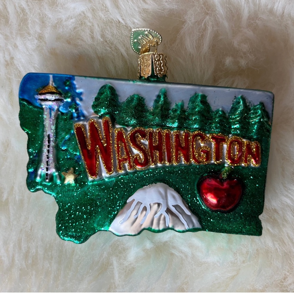 Old World Christmas Washington State Ornament Space Needle Rainier Holiday Tree